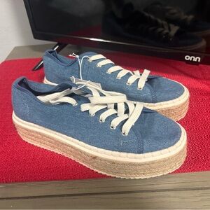 H&M Blue Canvas Platform Sneakers